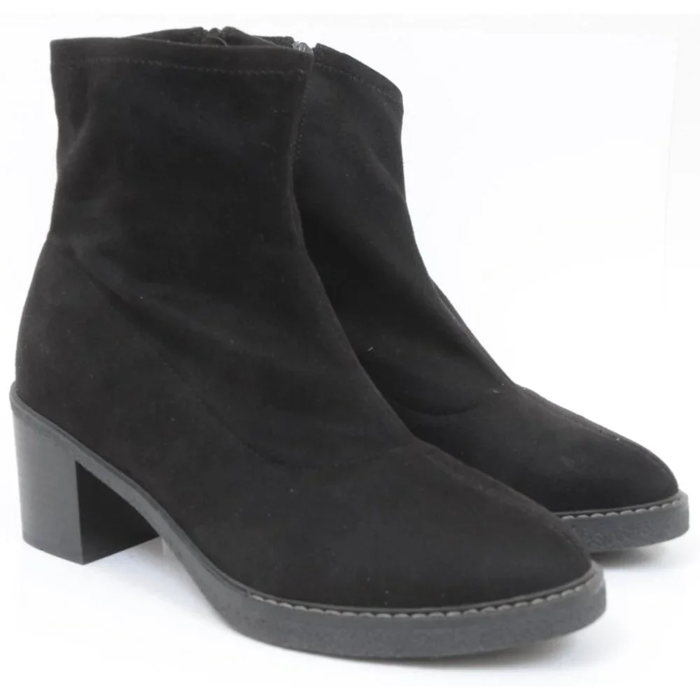 Evans Women's 12 WIDE FIT Eliana‎ Ankle Boot Flat Minimalist Moto Vegan Leather